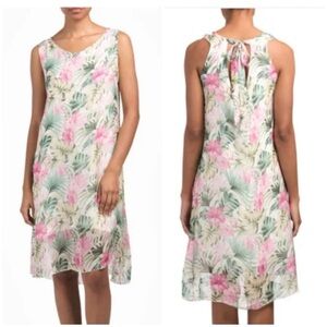 Rosemarine Made in Italy Silk Blend Dress Floral Hibiscus Sleeveless Sz L